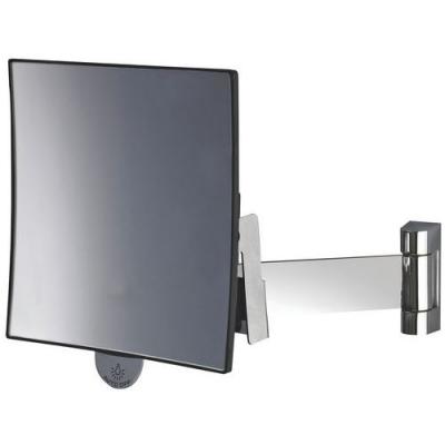 JVD Miroir Carr&eacute; Grossissant Vision X 3 Bras Court Plat Laiton Chrome