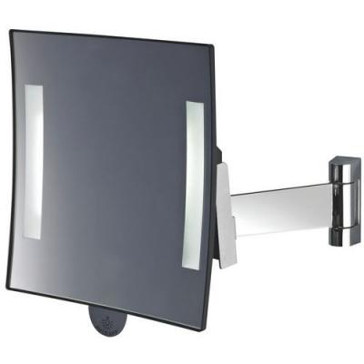 Miroir Carr&eacute; Lumineux Grossissant X 3 Bras Court Plat Laiton - JVD