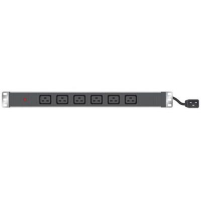 Multiprise rackable 19'' 6 prises C19 / cordon C20 avec voyant