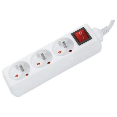 DEXLAN Multiprise 3 prises avec interrupteur blanche - 0,8 m
