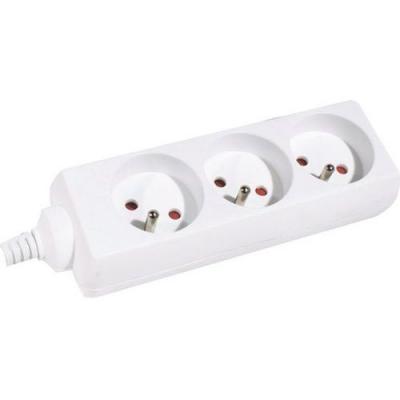 DEXLAN Multiprise 3 prises sans interrupteur blanche - 1,5 m