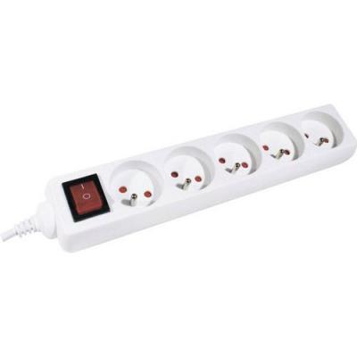 Dexlan Multi-prises &eacute;lectrique - 5 prises inter 1.50m - blanche