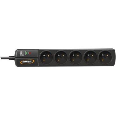 INFOSEC - S5 Black Line II - Parasurtenseur 5 Prises - Garantie 2 ans