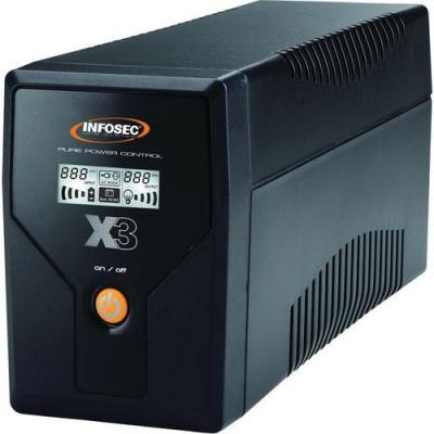 Infosec X3 EX Onduleur 1600 VA 4 Prises Schuko-FR RJ11-45 LCD USB Noir