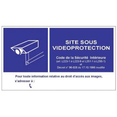 Panneau en PVC pour vitrine de signalisation d'une vid&eacute;osurveillance