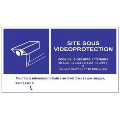 Panneau mural en PVC de signalisation d'une vid&eacute;osurveillance
