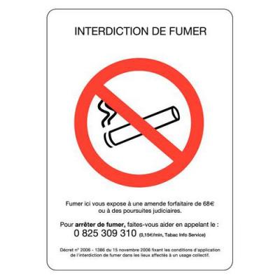 Panneau rectangulaire - 21 x 29.7 cm, Interdiction de fumer