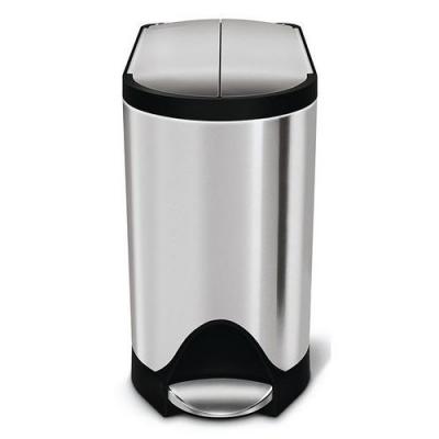 Poubelle papillon &agrave; p&eacute;dale 10L code R inox - - Argent - Inox