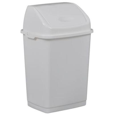 Poubelle plastique blanche &agrave; couvercle basculant 18 litres