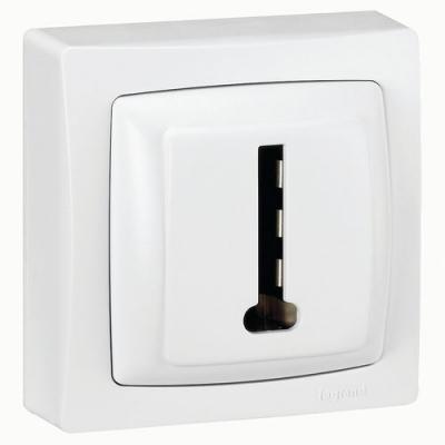 Prise t&eacute;l&eacute;phone 8 contacts appareillage saillie complet - blanc