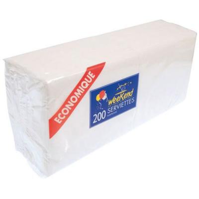PUBLI EMBAL Lot de 200 Serviettes en papier Blanc 30 x 30 cm 1 pli