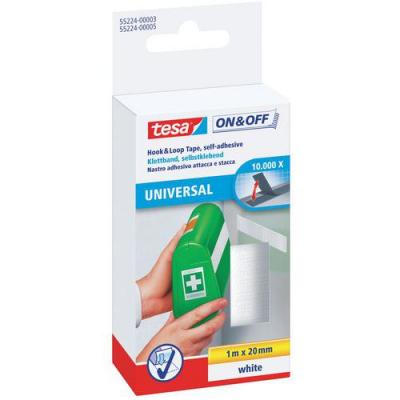TESA Bande auto-agrippante &agrave; coller - 1 m x 20 mm - Blanc